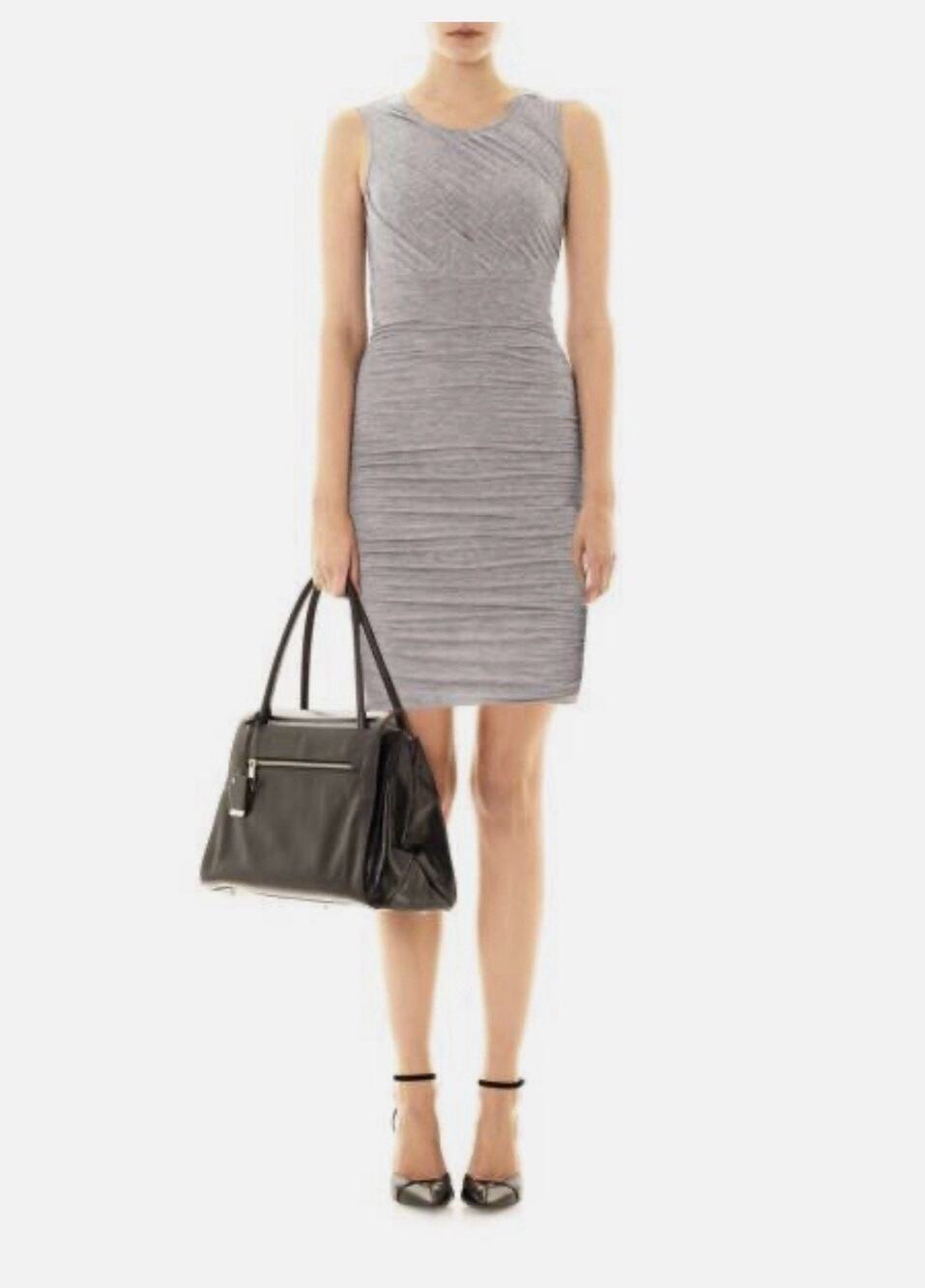 Diane Von Furstenberg ANGELINA Ruched Dress in Grey Melange Size S